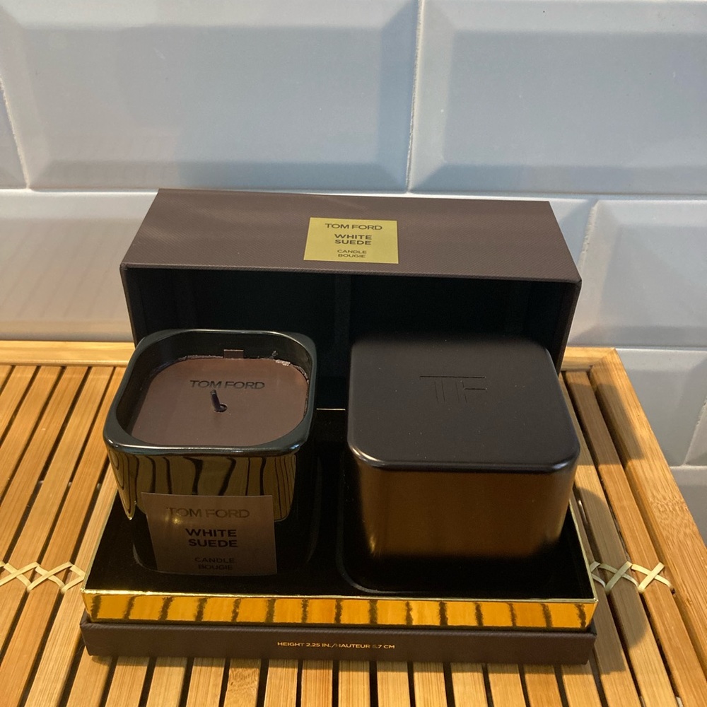 Tom Ford White Suede candle with Cover